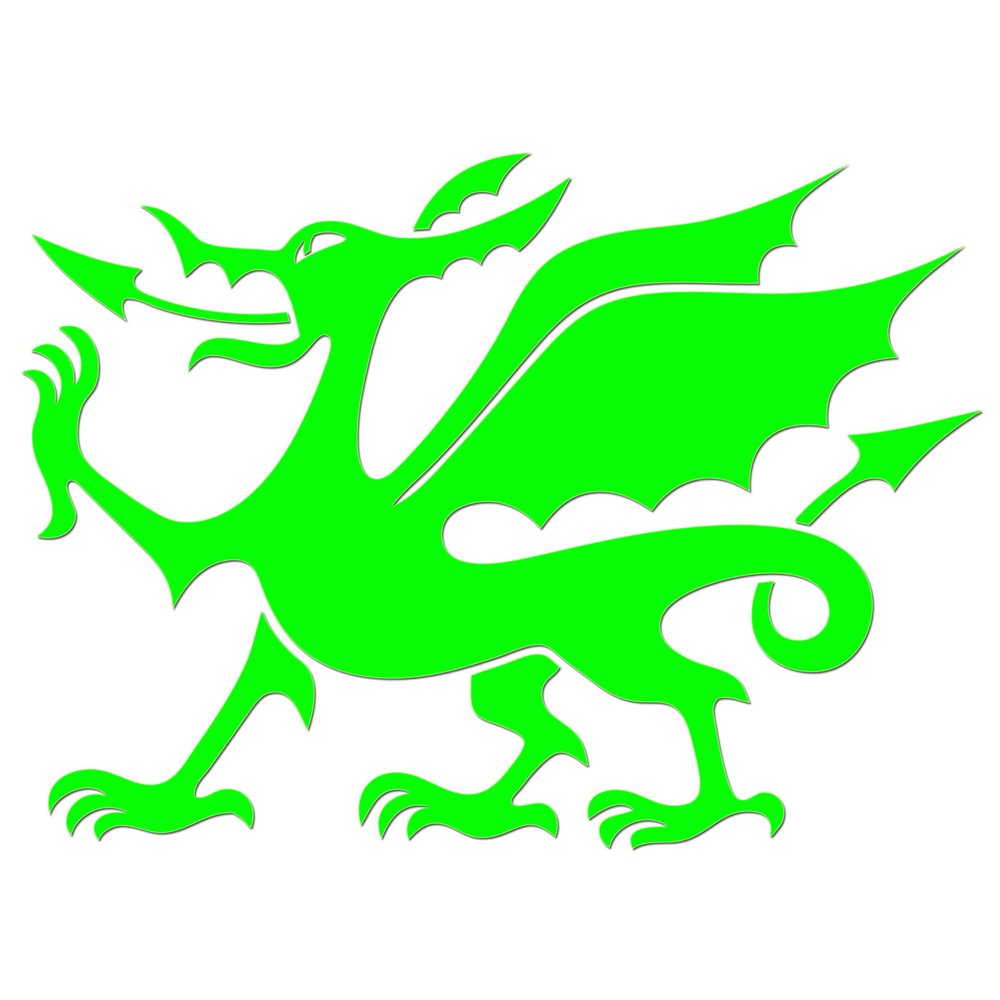 JCM Iron-On Transfer Sticker, Welsh Dragon, Neon Green