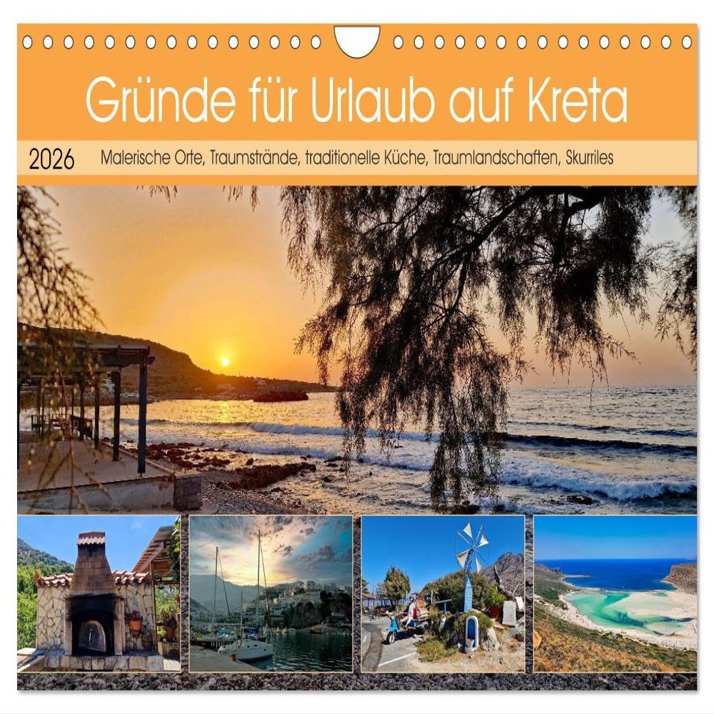 Reasons to Vacation in Crete 2026 Wall Calendar, A4 Landscape