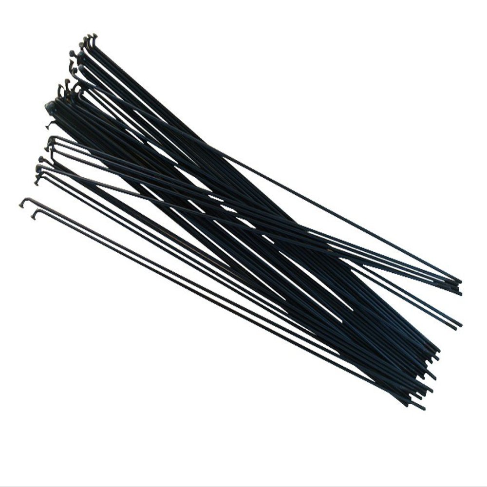 SLE Bicycle Spokes 250–303 mm, Set of 36, Galvanized Steel, Black or Silver, Black, 264 mm