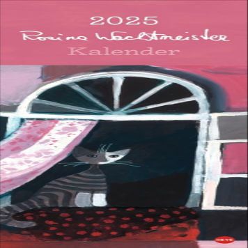 Rosina Wachtmeister Vertical Calendar 2025: XL Artistic Wall Calendar with Colorful Cat Images, 24.5 x 69 cm