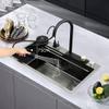 Stainless Steel Single-Bowl Kitchen Sink with Waterfall Spout view 3