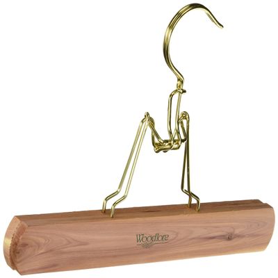 Woodlore 3-Pack Cedar Wood Trouser Hangers, Brushed Finish, Natural Color