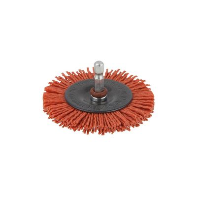 wolfcraft Nylon-Wire Disc Brush, 75 mm, for Wood, Metal and Stone, Hex Shank