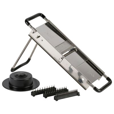 LOUIS TELLIER Chef Mandoline Slicer, Reversible, 2–4–7–10 mm, 38.5 × 11.5 × 23 cm, Made in France