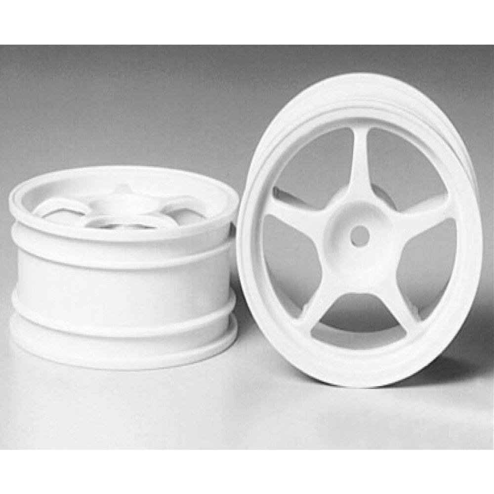 Tamiya 300053232 5-Spoke One-Piece Wheels, 26 mm, 2 pcs, White
