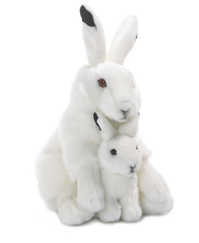 WWF 14578 Snow Hare 30 cm, Seated with Baby