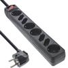 InLine 16481S 8-Outlet Power Strip, 4 Grounded + 4 Euro Outlets, Switch, 1.5 m, Black view 1