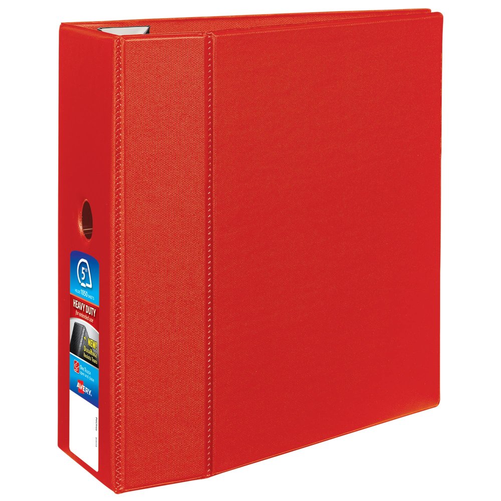 Avery Heavy-Duty 3-Ring Binder, 5 in One Touch EZD Rings, 2.75 in Spine, Red (79586)