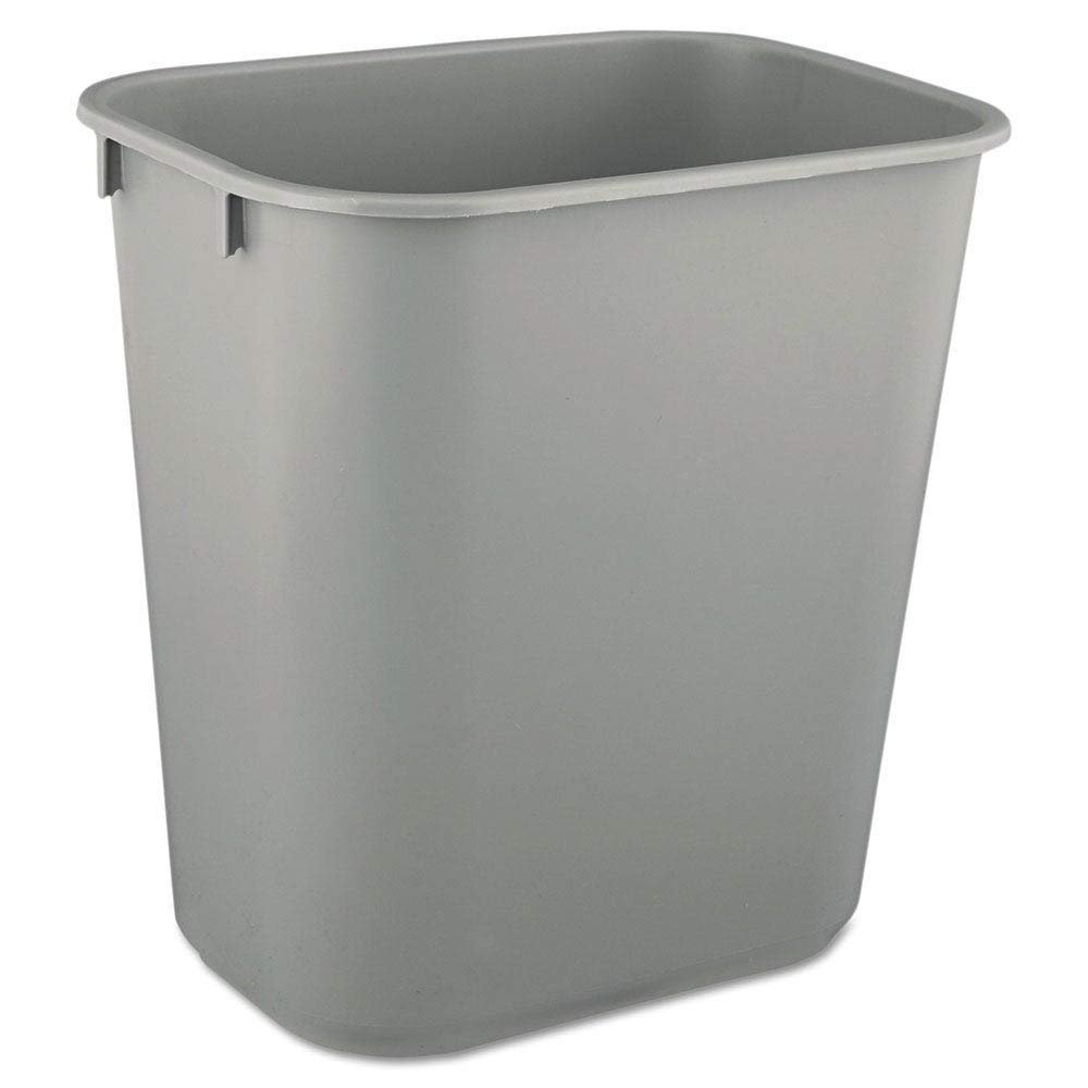 Rubbermaid Rectangular Wastebasket, 12.9 L, PE, Gray