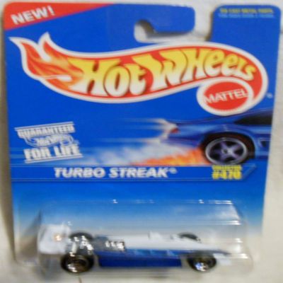 Mattel Hot Wheels 1996 1:64 White & Blue Turbo Streak Die-Cast Race Car Collector #470