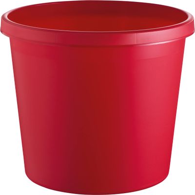 helit H6105825 Wastepaper Basket, 18 L, Red, with Continuous Grip Rim, Plastic, 1 Piece
