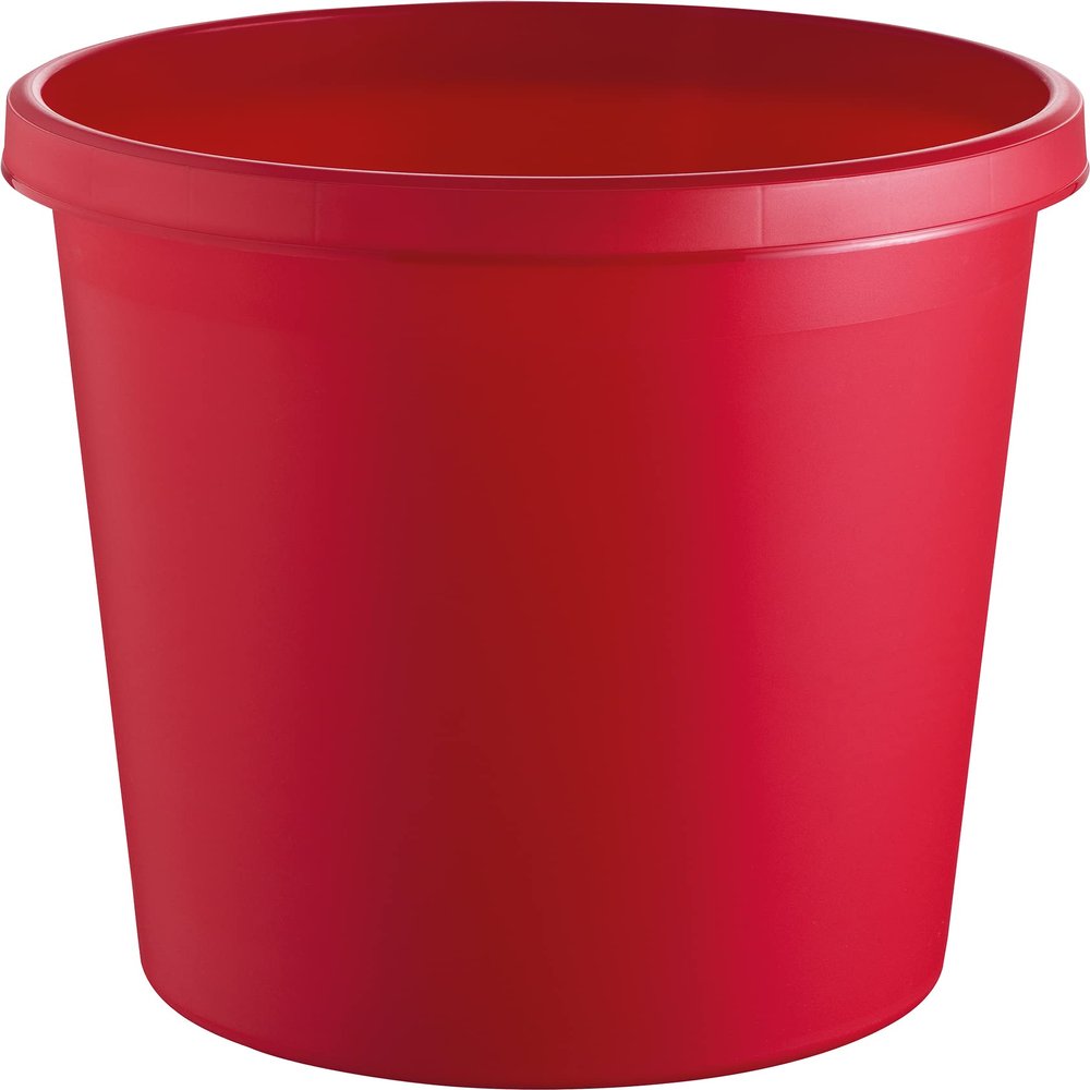 helit H6105825 Wastepaper Basket, 18 L, Red, with Continuous Grip Rim, Plastic, 1 Piece