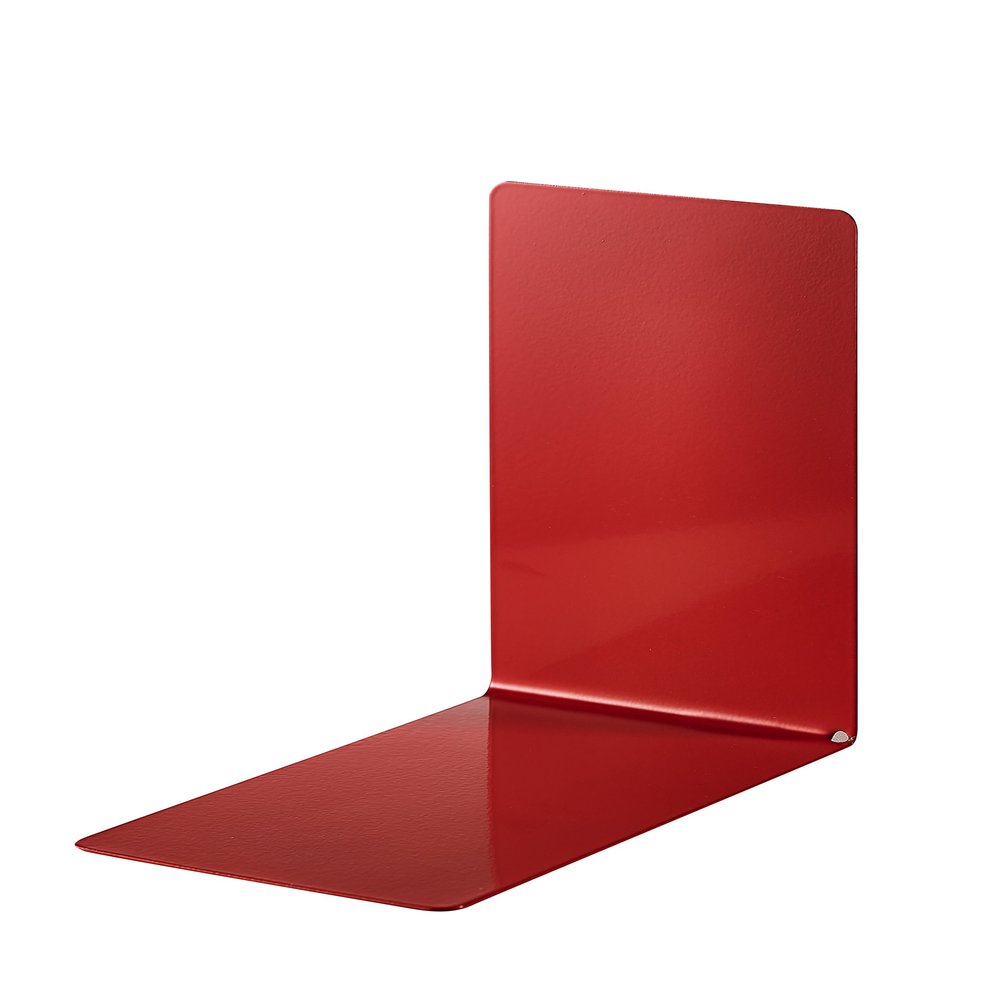 ALCO-Albert Metal Bookends, Red, 2-Piece Set