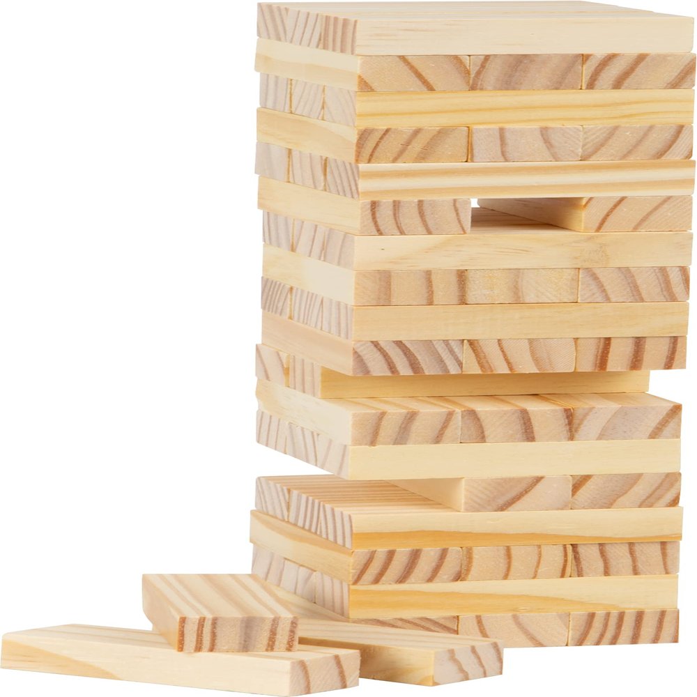 small foot Natural Wood Wobble Tower, Motor Skills Game for Children Ages 4+, 8004