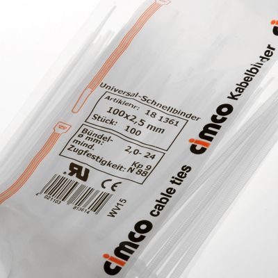 Cimco Cable Tie 100 x 2.5 mm, Natural, 181361