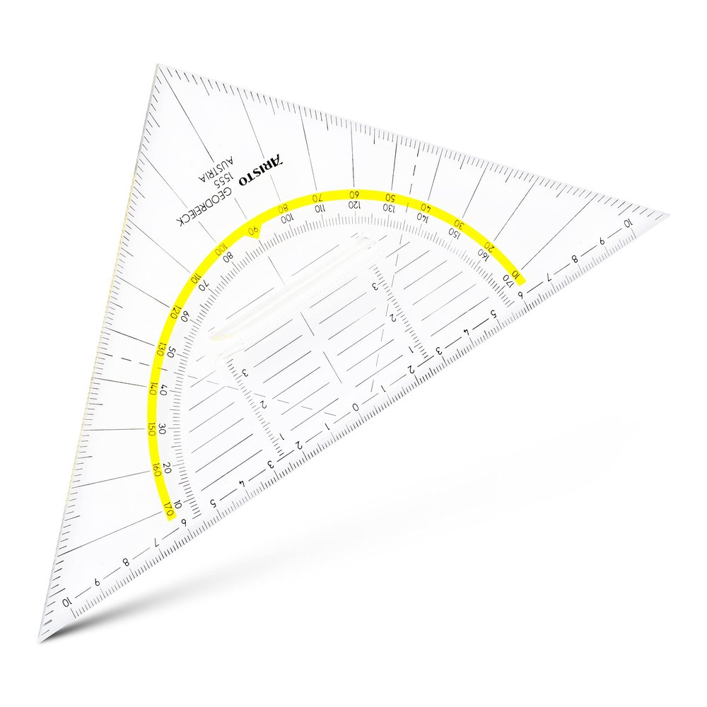 Aristo AR1555/2 Set Square with Fixed Handle, 22.5 cm Hypotenuse, Transparent