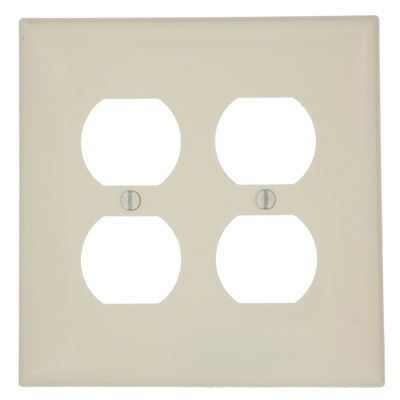 Leviton PJ82-A 2-Gang Duplex Wallplate, Mid-Size, Almond