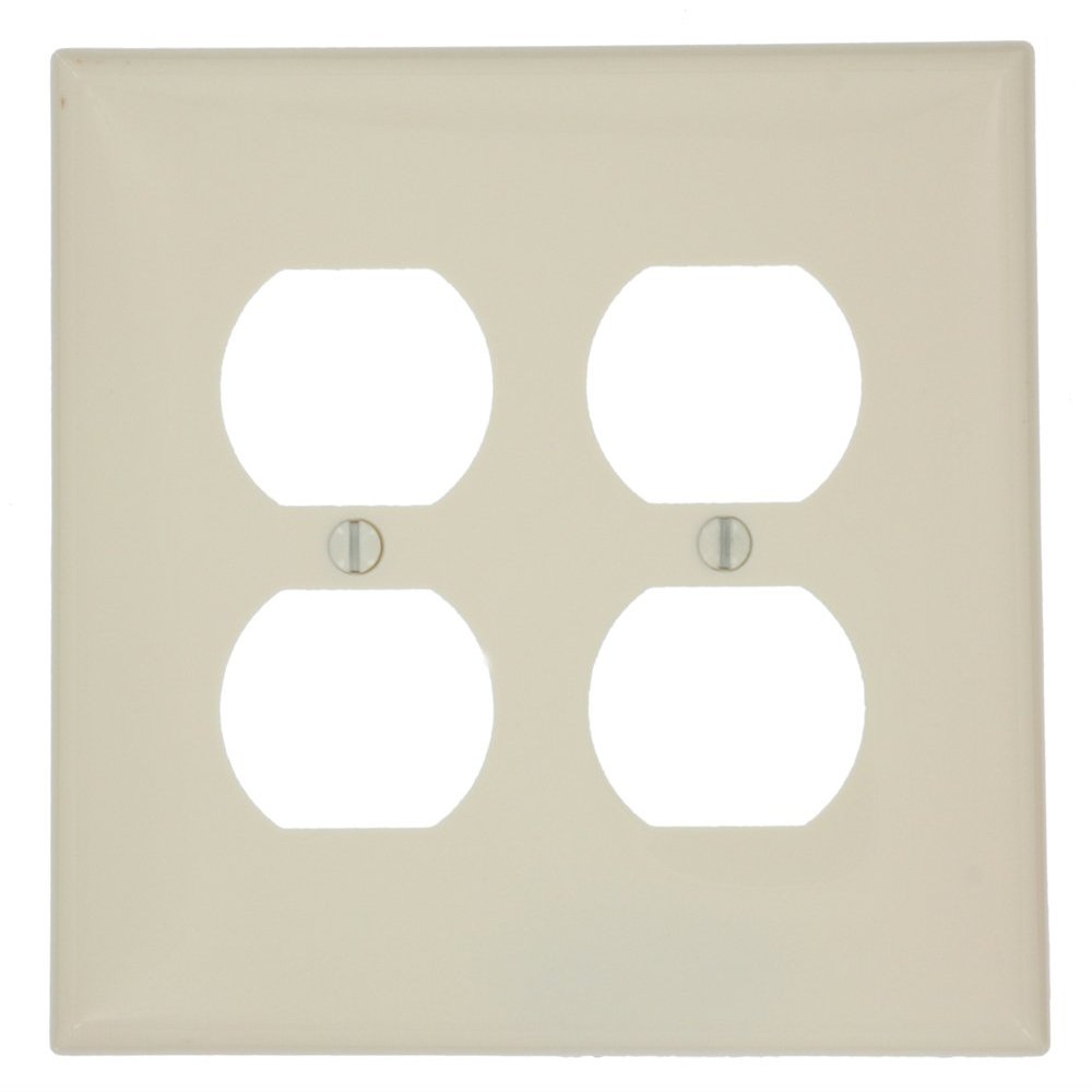Leviton PJ82-A 2-Gang Duplex Wallplate, Mid-Size, Almond