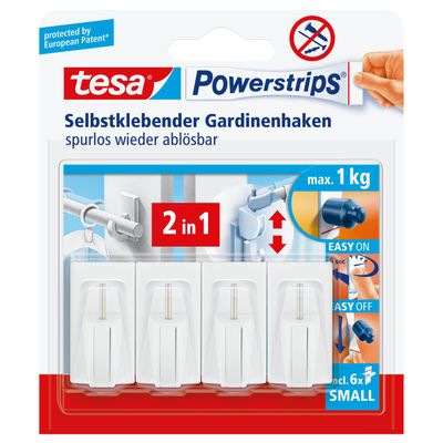 tesa Powerstrips Vario Curtain Hooks - Self-Adhesive