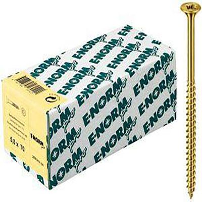 Format 4317784228121 SPS Seko Yellow Zinc-Plated Chipboard Screws, PZ Drive, 5.0 x 50/30 mm, Partial Thread, Small Pack, Hex Nuts