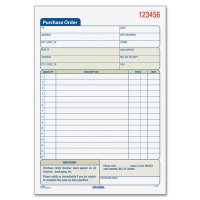 Adams Purchase Order Book, 14.1 x 21.4 cm, 3-Part Carbonless, 50 Sets, White/Canary/Pink (TC5831)