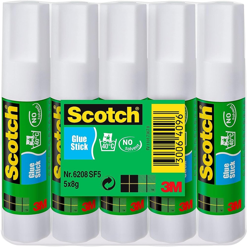 Scotch Permanent Glue Stick, 5 Sticks, 8 g Each