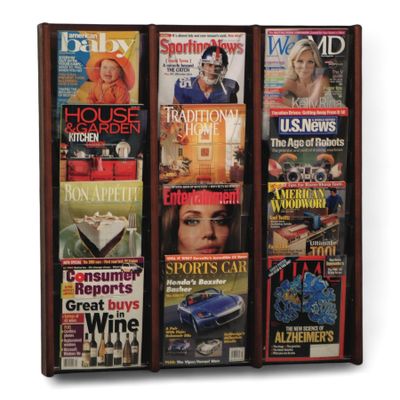 Wooden Mallet 12-Pocket Stance Wall Display, Dark Red Mahogany