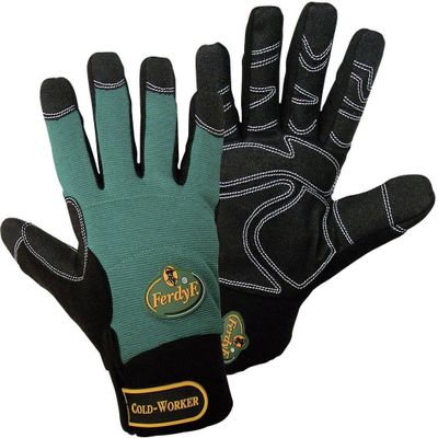 FerdyF. Mechanics COLD WORKER 1990-9 Clarino Synthetic Leather Assembly Glove, Size 9, Black/Blue