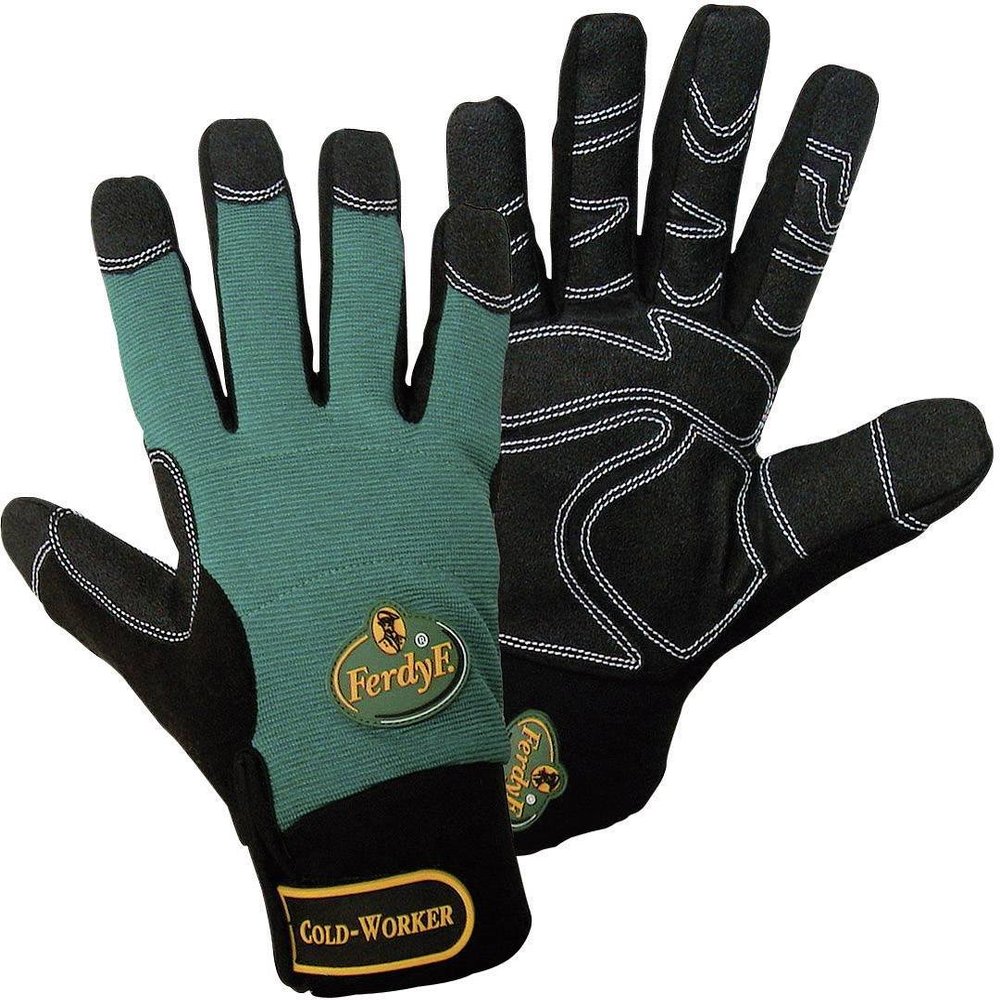 FerdyF. Mechanics COLD WORKER 1990-9 Clarino Synthetic Leather Assembly Glove, Size 9, Black/Blue