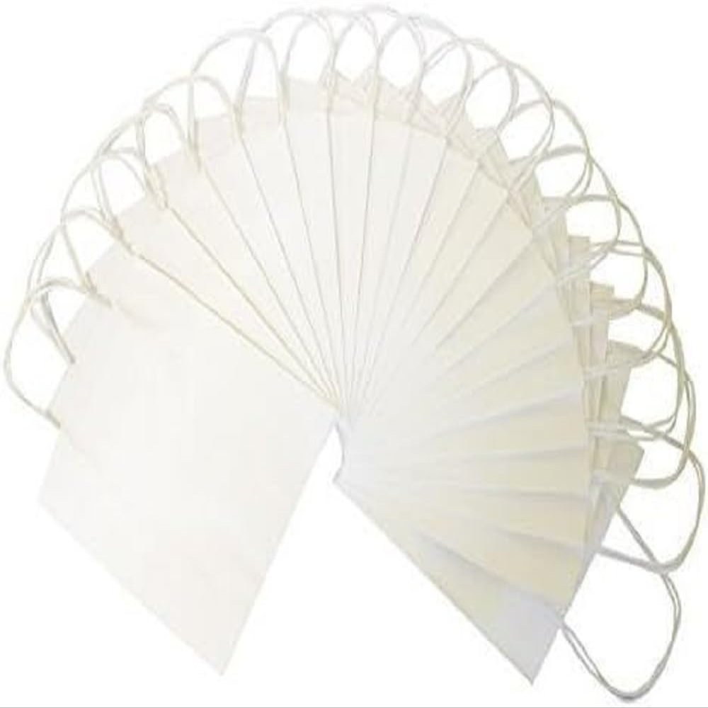 folia 21200 Kraft Paper Gift Bags, 20-Pack, Approx. 12 x 5.5 x 15 cm, White