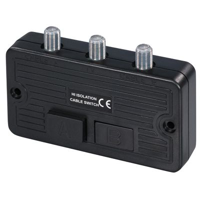 Transmedia Switch for Cable TV and Satellite Systems, F Jack to 2 x F Jacks