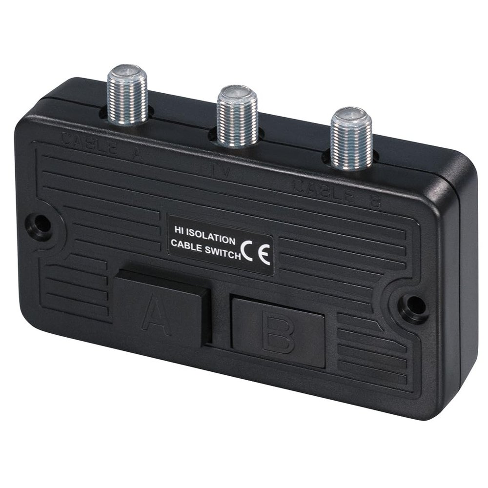 Transmedia Switch for Cable TV and Satellite Systems, F Jack to 2 x F Jacks