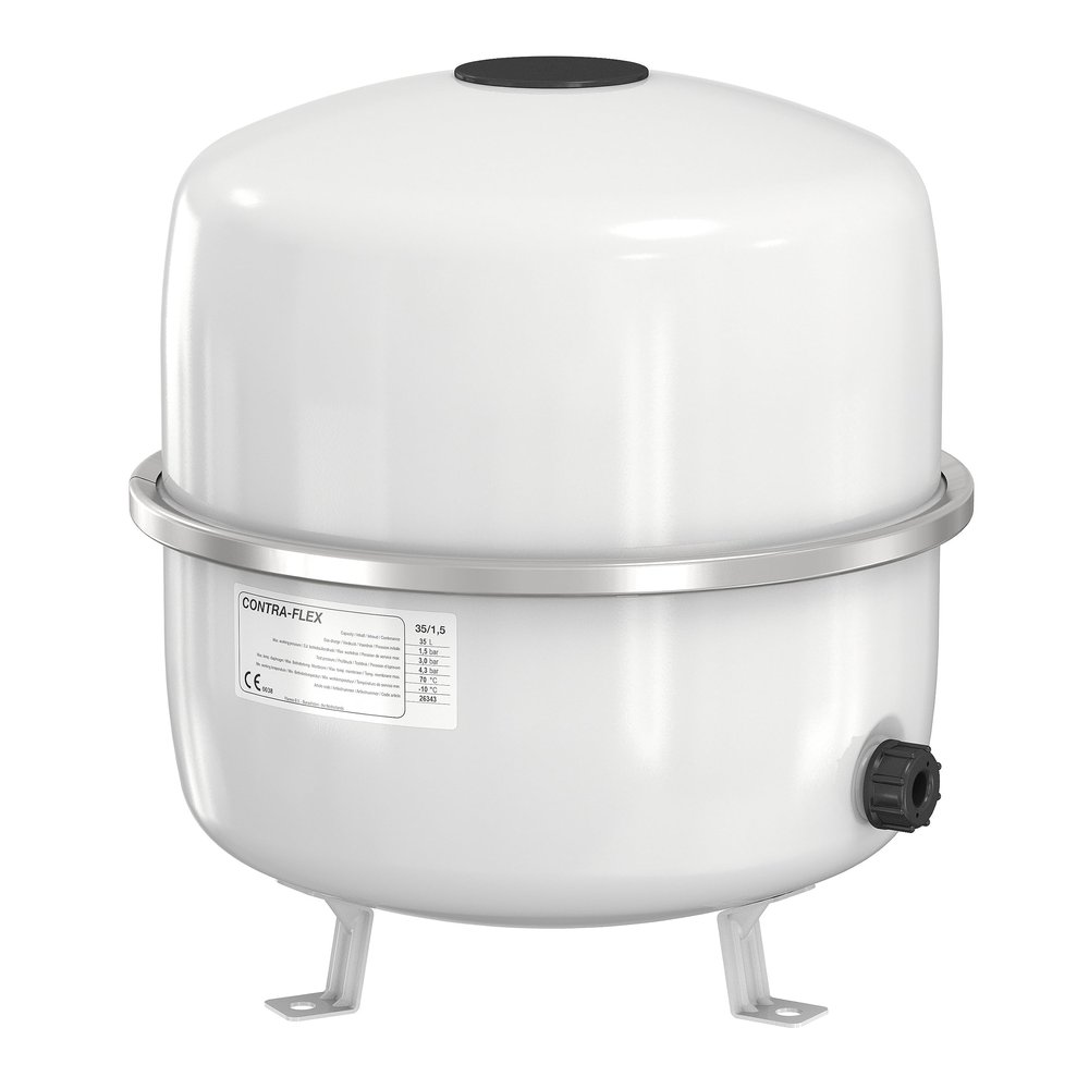 Flamco Contraflex Expansion Vessel – 80 Liters / 1.5 [6 bar] – White – For Closed-Loop Heating, Air-Conditioning and Cooling Systems – 26783
