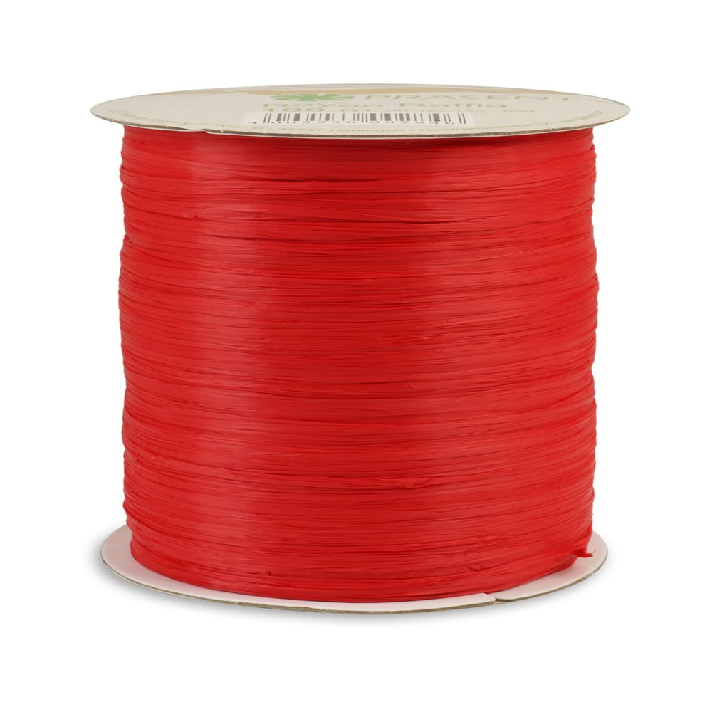 PRSENT Rayon Raffia Craft Ribbon, Red, 100 m