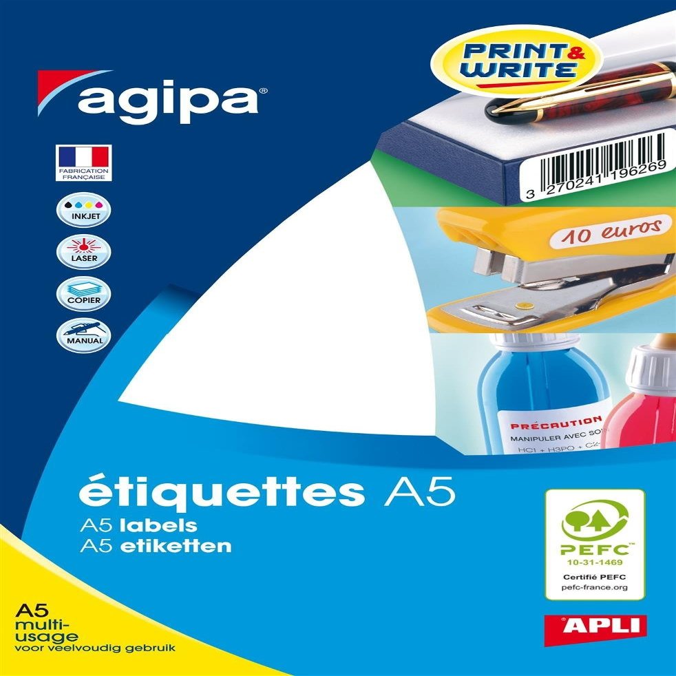 agipa Universal Labels, 35 x 15 mm, White