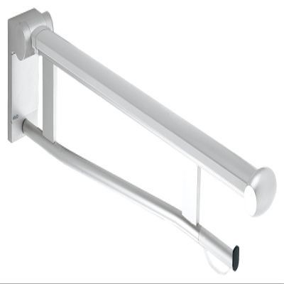 Keuco 34903010837 Plan Care WC Fold-Up Support Grab Bar with Toilet Paper Holder, Chrome/Black Gray, 850 mm