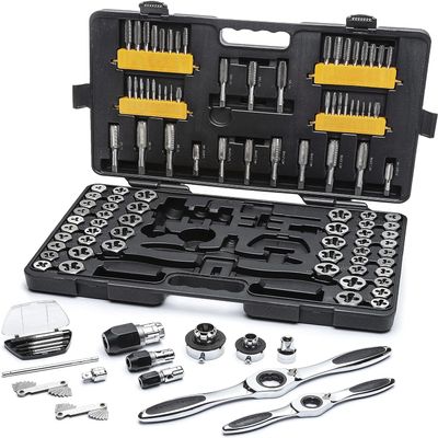 GearWrench 82812 SAE/Metric Ratcheting Tap and Die Set, 114-Piece