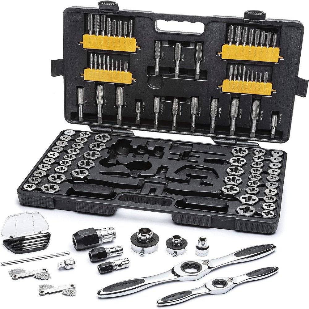 GearWrench 82812 SAE/Metric Ratcheting Tap and Die Set, 114-Piece