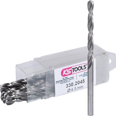 KS Tools 330.2045 HSS-G Twist Drills, 4.5 mm, 10-Pack
