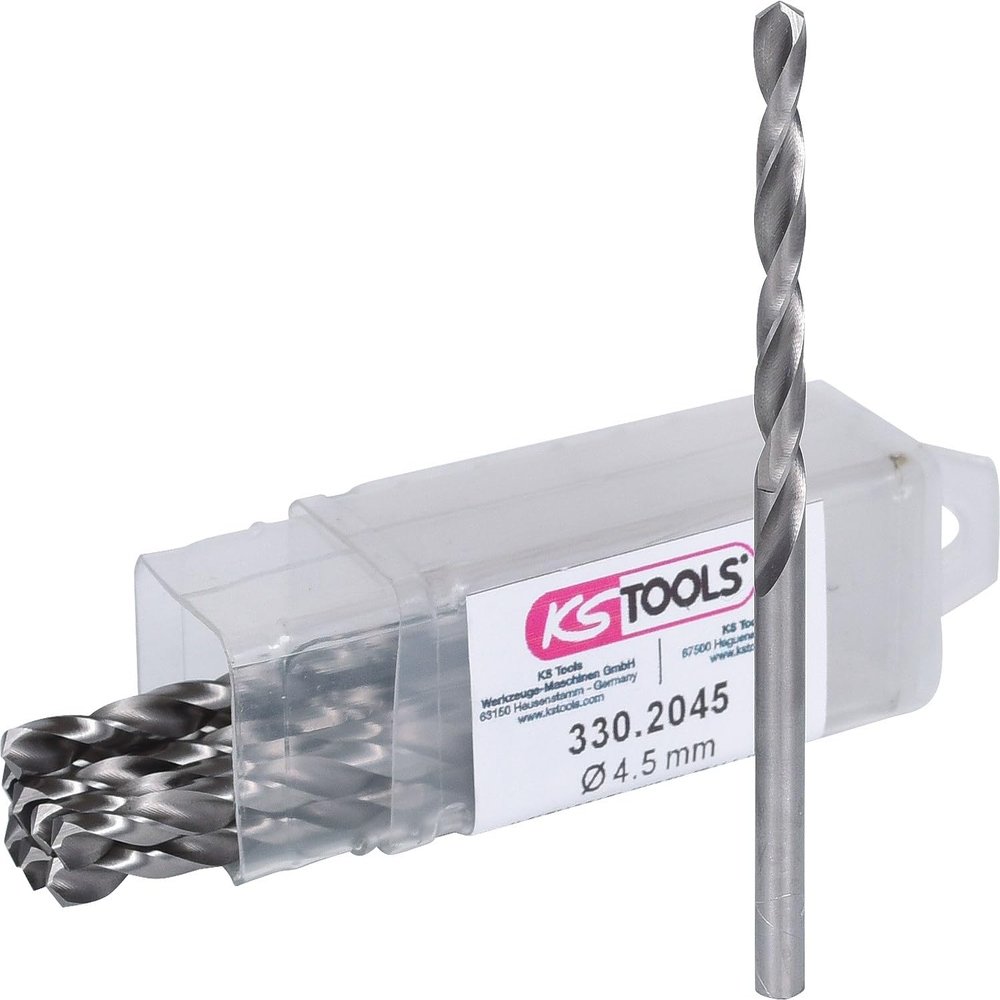 KS Tools 330.2045 HSS-G Twist Drills, 4.5 mm, 10-Pack