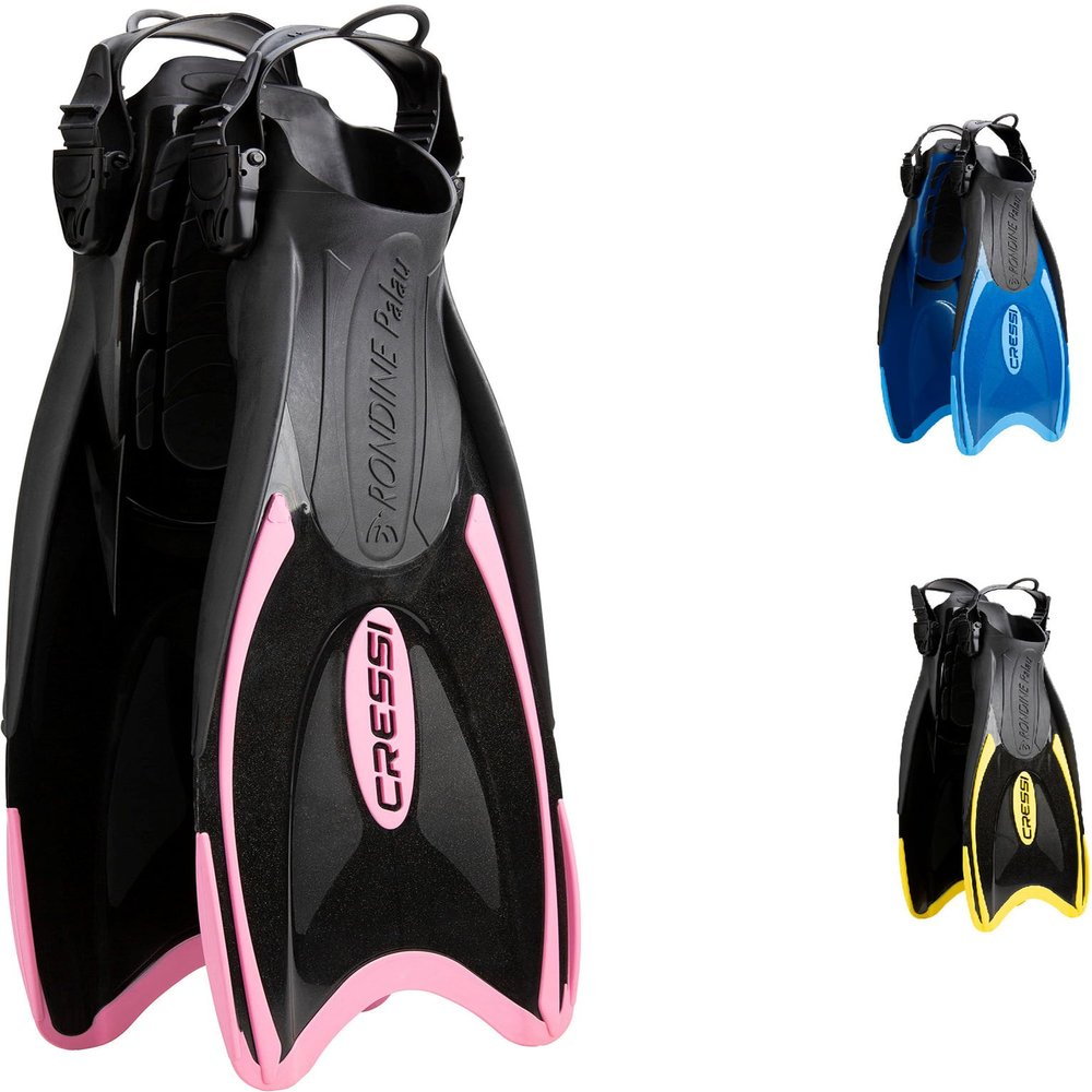 Cressi Palau Fins - Adjustable Long Fins for Adult Snorkeling and Swimming, Black/Pink, XS/S (35/38)