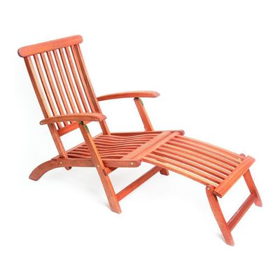 MERXX Brown Eucalyptus Deck Chair, Folding and Adjustable, FSC Mix