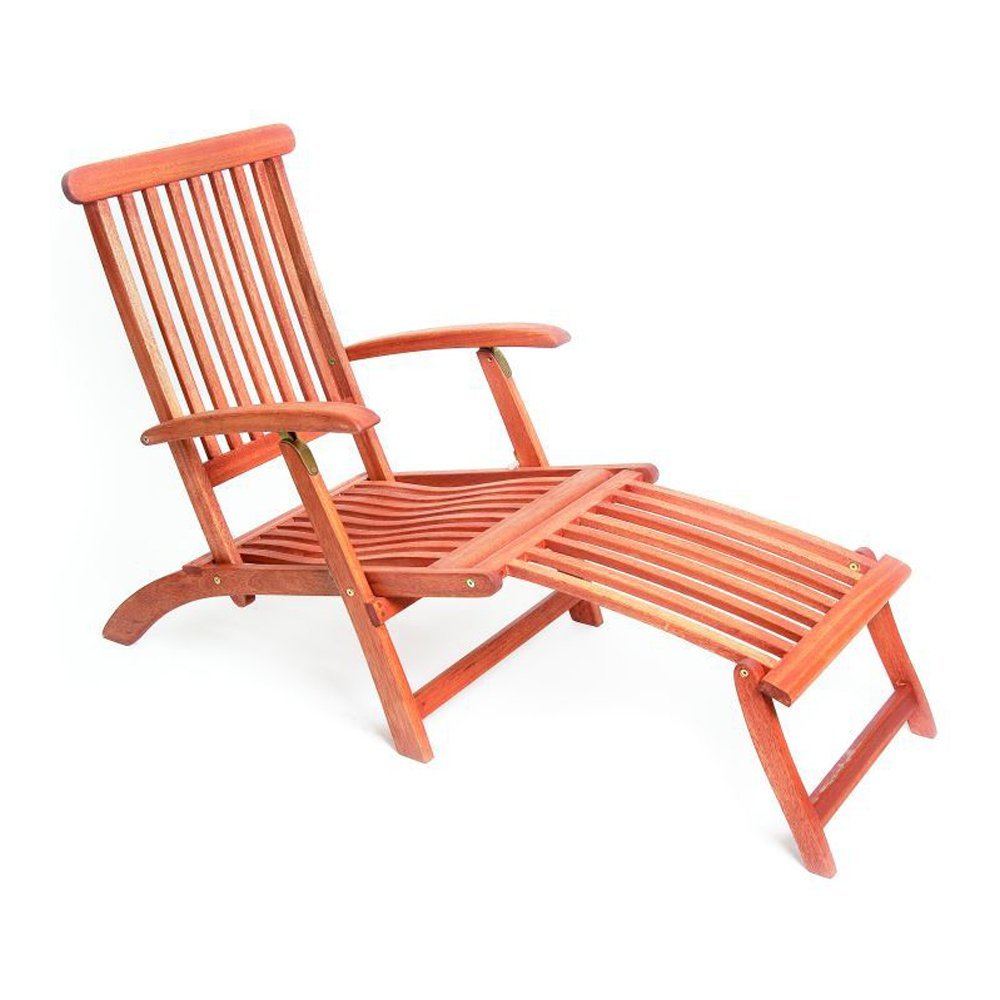 MERXX Brown Eucalyptus Deck Chair, Folding and Adjustable, FSC Mix