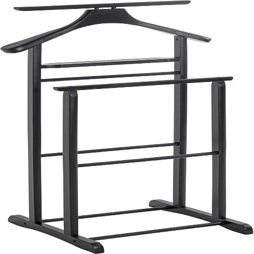 HAKU Clothes Valet, Black Solid Wood, Traditional Style – W 47 x H 102 x D 36 cm