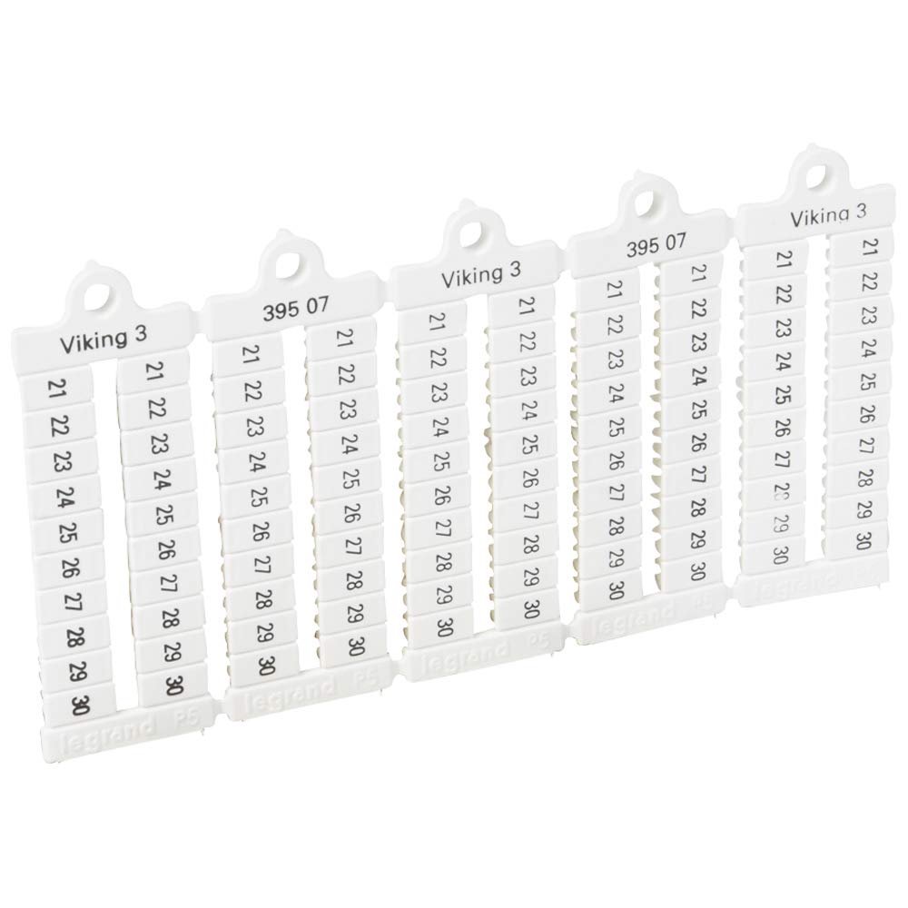 Legrand Viking3 039507 Horizontal Marking Plate, Numbers 21–30, 5 mm Pitch