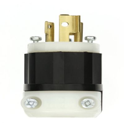 Leviton 4570-C 15A 250V NEMA L6-15P Locking Plug, 2P 3W, Black/White