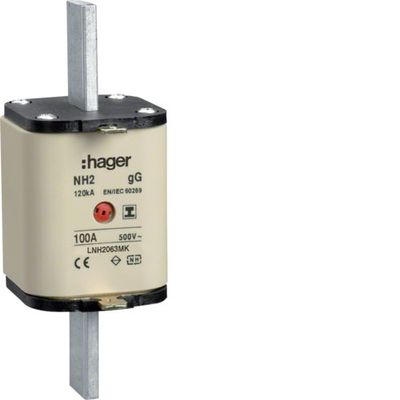 Hager LNH2100MK NH2C 100 A 500 V gG Fuse, M-Indicator, S-Free