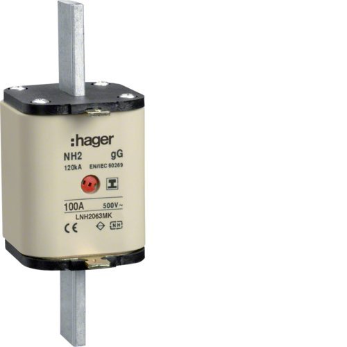 Hager LNH2100MK NH2C 100 A 500 V gG Fuse, M-Indicator, S-Free