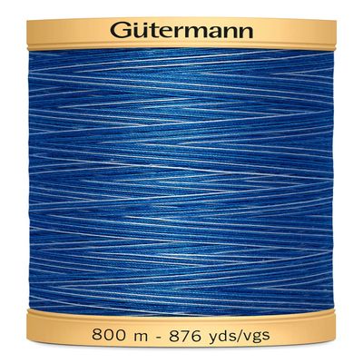 Gütermann Natural Cotton Thread, Variegated, 800 m, Deep Evening Sky