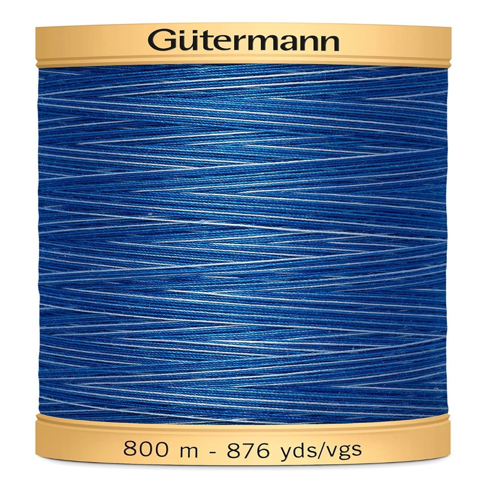 Gütermann Natural Cotton Thread, Variegated, 800 m, Deep Evening Sky